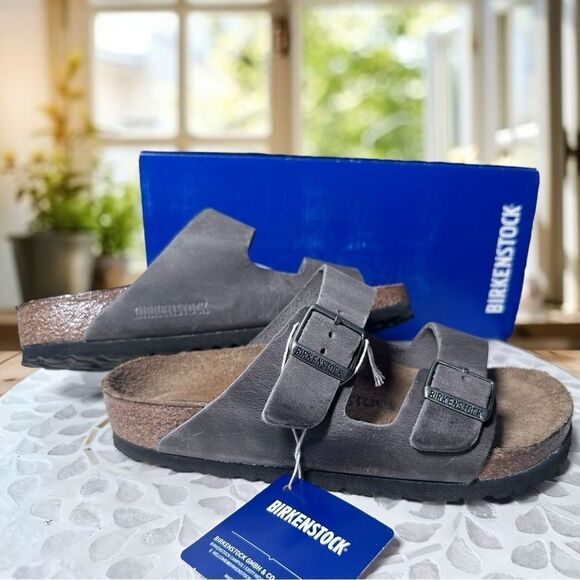 BIRKENSTOCK ARIZONA IRON Soft Footbed Waxy Leather Regular Fit - Picture 7 of 16